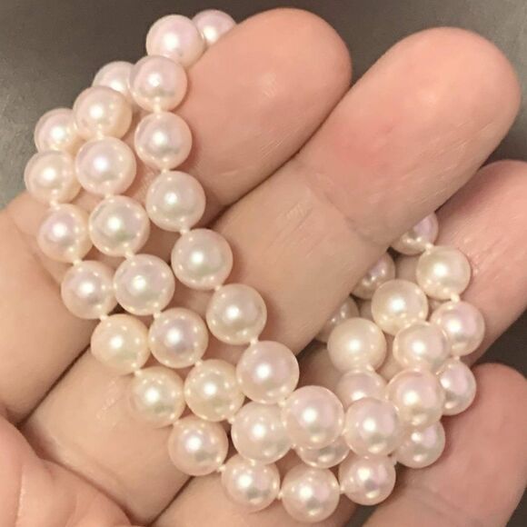 Akoya Pearl Necklace 14k Gold 18" 8.0 mm Certified $3,975 113101 - Picture 4 of 7